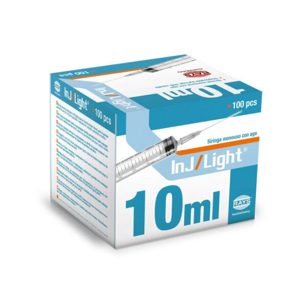 Siringhe Inj/Light 10 ml con ago 21G 0,8x38 mm - cono luer eccentrico - Conf.100 pz.